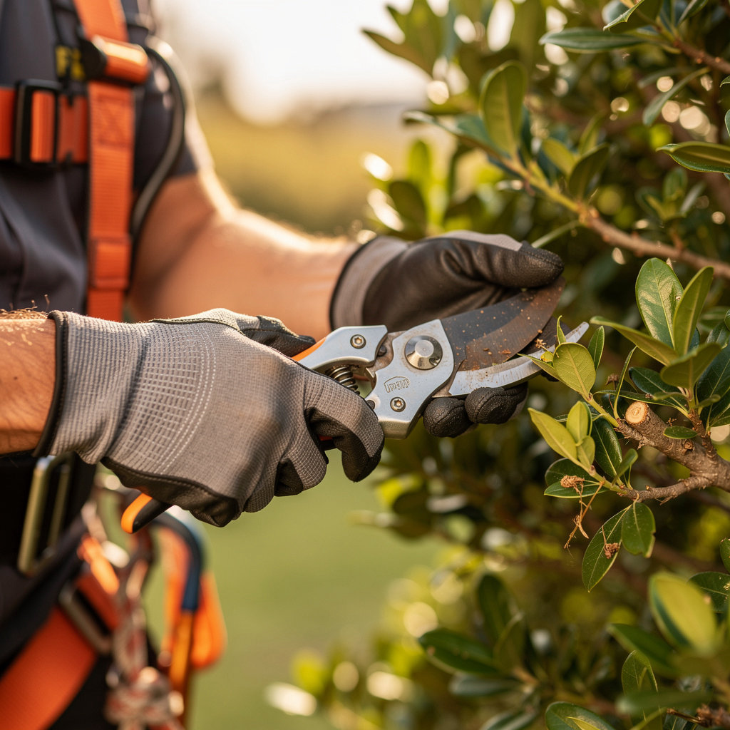 HIGUERA'S TREE SERVICE professional arborist safely trimming a large tree in Lemon Grove, CA